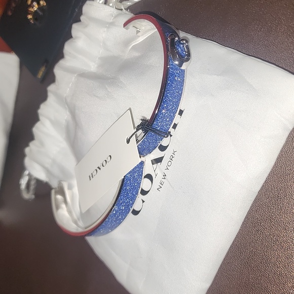 Coach Blue Sparkle Hinged Bracelet Nwt and Dusty Bag - Picture 4 of 6